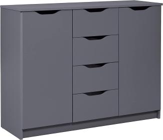 Kommode mit Schubladen | Sideboard | Schubladenschrank | Für Schlafzimmer, Wohnzimmer, Badezimmer | Grau | Bietet viel Stauraum | Holzwerkstoff | Robust | Pflegeleicht | Silenzia 2T4S