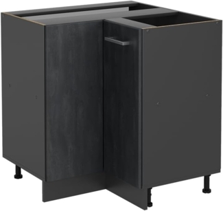 Vicco Eckunterschrank R-Line, Schwarz Beton/Anthrazit, 75.6 cm ohne Arbeitsplatte