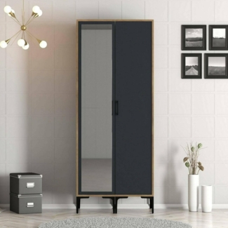 Dmora Garderobe 2 Türen Alhena 80x201,4 H cm Braun Kleiderstange