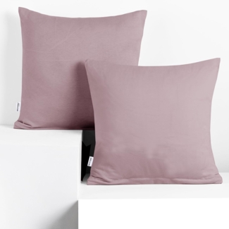 DecoKing 2 Kissenbezüge 40x40 cm Jersey 100% gekämmte Baumwolle Reißverschluss Erikafarben Amber