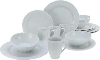 CreaTable 23820 Kombiservice Flora für 4 Personen, Porzellan, weiß (1 Set, 16-teilig)