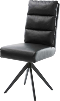 Esszimmerstuhl Pela-Flex Echt-Leder Schwarz Kreuzgestell kantig Schwarz Taschenfederkern