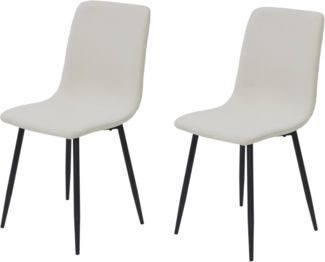 Hela Tische, 2er Set Esszimmerstuhl Leipzig, Bezug Samt Cord-Optik Beige, Rundrohr Metallfüße, 120kg belastbar