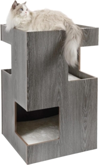 Canadian Cat Company Tierhaus Cat Castle Katzenturm, Katzenhöhle, Katzenbett aus Holz, dunkelgrau - 50 x 50 x 80 cm