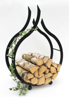 DanDiBo Kaminholzregal Flamme Kaminholzständer 78 cm Holzkorb Kaminholzhalter Holzregal