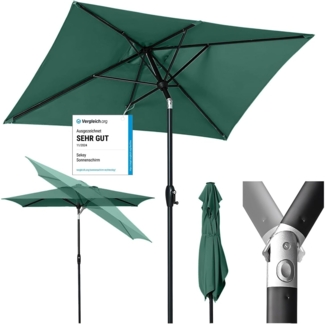 Sekey Sonnenschirm mit Kurbel und UV50+, knickbar, Aluminium grün, 210 × 140 cm