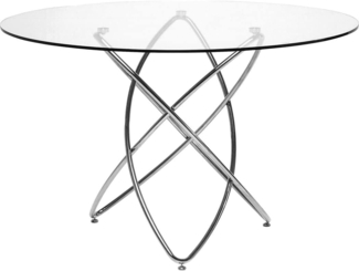 Kare Design Tisch Molekular, Silber, 4-6 Personen, Rund, Wohnzimmer,Luftige Optik, Esszimmertisch, Sicherheitsglas Tischplatte, Edelstahlgestell, 76 x 120 x 120 cm (HxBxT)