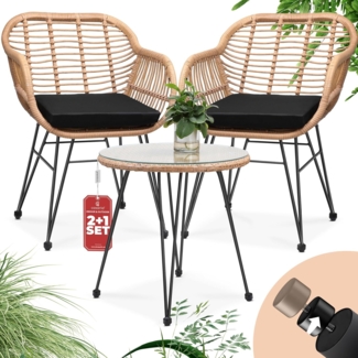 Casaria 'BALI ' Balkonset, 3-tlg, Wetterfest, Polyrattan, pulverbeschichteter Stahl, Rattan Look