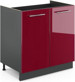 Vicco Spülenunterschrank 80 cm Küchenschrank Hängeschrank Küchenzeile Fame-Line (Bordeaux Hochglanz)