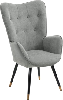 MEUBLE COSY Sessel Relaxsessel Lehnstühle Polstersessel Einzelsofa mit Vergoldeten Metallbeinen Ohrensessel für Wohnzimmer Schlafzimmer Büro Vanity, Stoff, Grau, Metall, 66 x 71 x 109 cm