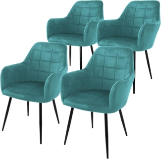 ML-DESIGN Stuhl Esszimmerstuhl ergonomisch & gepolstert, Esstischstuhl mit Rückenlehne (4 St), Wohnzimmerstuhl Petrol Samtbezug Küchenstuhl Polsterstuhl