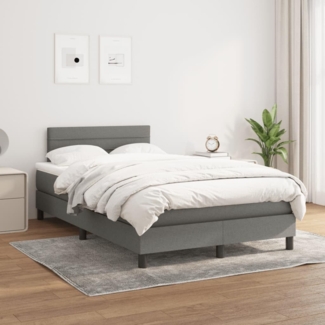 vidaXL Boxspringbett mit Matratze Dunkelgrau 120x200 cm Stoff, Härtegrad: H2 [3140122]