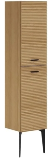 Vente-unique - Badhochschrank auf Füßen gestreift - Holzfarben hell - H. 140 cm - SARONE