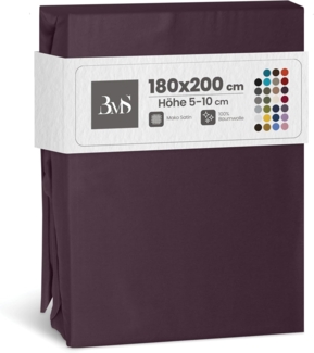 Bettwaesche-mit-Stil Mako-Satin Spannbettlaken brombeer 180x200cm Höhe 5-10cm