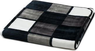 Gözze - Weiche Kuscheldecke, Cashmere Feeling, Hohes Stoffgewicht 500 g/m², Antigua, 150 x 200 cm - Anthrazit/Schwarz/Weiß