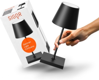 SIGOR LED Tischleuchte Akku-Tischleuchte, Dimmbar, LED fest integriert, 2.700 K / 2.200 K