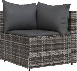 vidaXL Garten-Ecksofa mit Kissen Grau Poly Rattan 319761