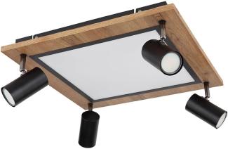 LED Deckenleuchte, Holzoptik, Strahler schwenkbar, L 45 cm