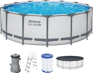 Steel Pro MAX™ Frame Pool Komplett-Set mit Filterpumpe Ø 457 x 107 cm, lichtgrau, rund