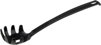 FACKELMANN 30cm hängbar Spaghettilöffel Nero, Küchenhelfer aus Kunststoff, Nudellöffel für beschichtete Pfannen und Töpfe (Farbe: Schwarz), Menge: 1 Stück