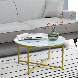 Couchtisch Uppvidinge 45x80cm Marmor, weiß / Gold [en. casa]