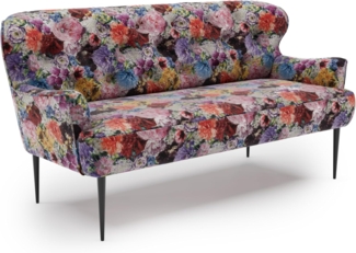 CAVADORE 2,5-Sitzer Küchensofa Amba, Trendige Sitzbank für Küche oder Esszimmer / 173 x 97 x 87 / Jacquard Flachgewebe: Blumenmuster Rot