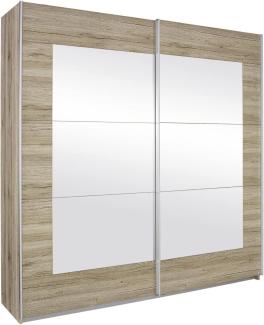 Rauch Möbel Alegro Schrank Schwebetürenschrank Kleiderschrank in Eiche Sanremo hell mit Spiegel 2-türig, inklusive Zubehörpaket Basic 2 Kleiderstangen, 2 Einlegeböden BxHxT 226x210x62 cm