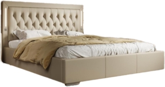 Designer Polsterbett Rio inkl. RGB, USB und Stauraum 200x200 Beige H2 (bis 70kg)