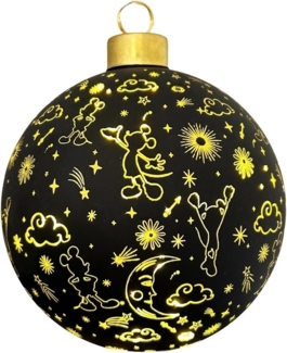 Christmas Inspirations Mickey Mouse Weihnachtskugel 10 cm beleuchtet – Ornament Glaskugel mit LED warmweiß Disney Galaxie Kugel – Offiziell lizenziert, batteriebetriebene Weihnachtsdeko & Sammlerfigur