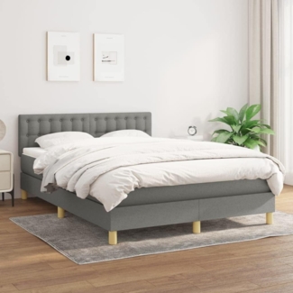 vidaXL Boxspringbett mit Matratze Dunkelgrau 140x190 cm Stoff 3140930