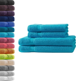 Hometex Premium Textiles Handtuch in Premium Qualität 500 g/m², Feinster Frottier-Stoff 100% Baumwolle, 2x Duschtuch + 2 Handtuch, weich, saugfähig, extra schwer & flauschig - TEST BILD TOP MARKE 2025