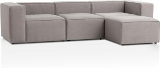 Traumnacht Genua Modular Ecksofa, individuell kombinierbare Wohnlandschaft aus Sitzelement mit Armteil Links, rechts, Sitzelement ohne Armteil und Hocker - strapazierfähiges Möbelgewebe, hellgrau