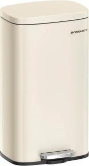 Songmics Mülleimer, geruchsdicht, Edelstahl, 30 Liter, Sandbeige