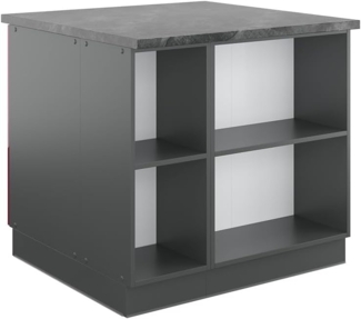 Kücheninsel Fame-Line Bordeaux Hochglanz/Anthrazit 90 cm mit Schublade, ohne Arbeitsplatte Vicco