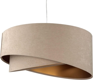 Licht-Erlebnisse Pendelleuchte HELSINKI, ohne Leuchtmittel, Stoffschirm Beige Gold Ø 50 cm groß E27 Modern Hängelampe Esszimmer