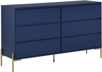 Vente-unique - Kommode mit 6 Schubladen - MDF & Metall - Blau lackiert & Goldfarben - KORASA von Pascal Morabito