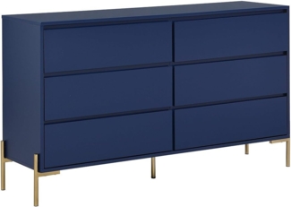 Vente-unique - Kommode mit 6 Schubladen - MDF & Metall - Blau lackiert & Goldfarben - KORASA von Pascal Morabito