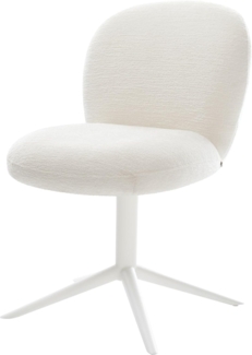 Drehstuhl Nube-Flex Bouclé Soft Beige Fußkreuz Weiß 360° drehbar Wippfunktion Taschenfederkern