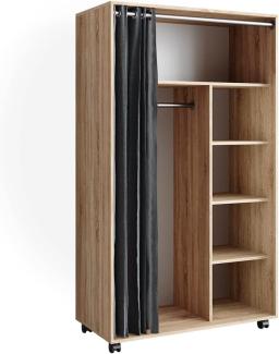 Vicco mobiler Kinderkleiderschrank Dielenschrank Garderobe Doros Sonoma modern 100 x 168 cm offen rollbar