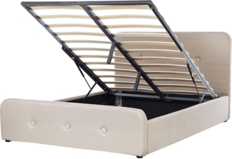 Polsterbett mit Bettkasten hochklappbar RENNES Beige 140x200 cm