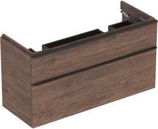 GEBERIT SMYLE SQUARE Waschbeckenunterschrank 118,4 cm breit, Braun dunkel, für Doppelwaschbecken