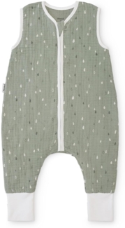 Ehrenkind® Baby Sommerschlafsack mit Füßen Musselin 0.5 TOG | aus weicher OEKO-TEX zertifizierter Bio-Baumwolle | Sommer Baby Schlafsack 0.5 TOG Gr. 80 Farbe Jade Tropfen