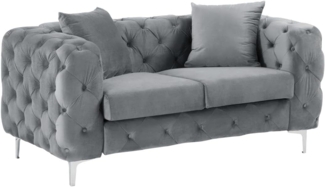 Vente-unique - Chesterfield-Sofa 2-Sitzer - Samt - Anthrazit - EDWINA