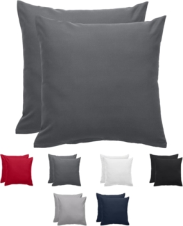 Komfortec Kissenbezug 40x40 2er Set - 100% Mikrofaser, Weich & Atmungsaktiv, mit Reißverschluss - Kopfkissenbezug - Waschbar & Pflegeleicht - Anthrazit