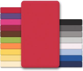 CelinaTex Jersey Topper Spannbettlaken Lucina Doppelpack 140x200-160x200cm Rubin rot 100% Baumwolle gekämmt bis 12cm Matratzenhöhe Oeko-TEX