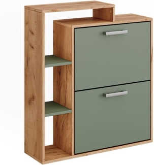 Vicco Schuhkipper Orlando, Goldkraft Eiche/Grün, 80 x 90 cm