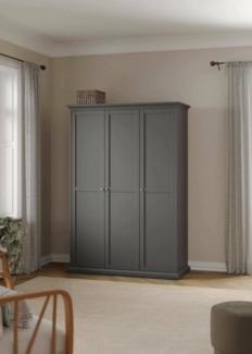 Dmora - Kleiderschrank 3 Türen Justine, Schlafzimmermöbel, Schrank, Garderobe, 139x61 h201 cm, Grau