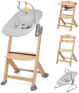 Kinderkraft Kombihochstuhl Set: Kinderstuhl ENOCK + Babywippe CALMEE GREY (Set, 2 St), mitwachsend