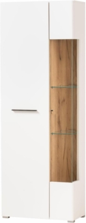 Vitrine Lavell in weiß matt und Eiche 72 x 200 cm