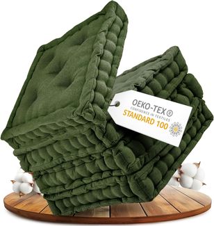 Gräfenstayn Sitzkissen 4er Set 40x40 cm mit 8 cm Polsterung aus 100 % Baumwolle -, robustes Sitzkissen für Indoor & Outdoor, bequemes Bodenkissen
